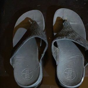New black, sparkly fitflops